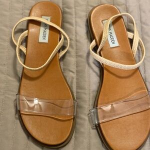 Steve Madden Tan Slide Sandals with Clear Strap